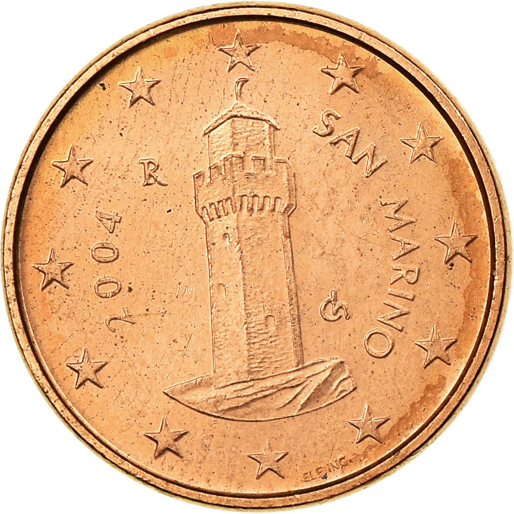 San Marino, Euro Cent, 2004, SC, Cobre chapado en acero, KM:440