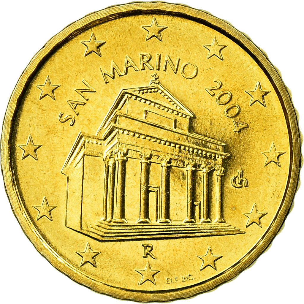 San Marino, 10 Euro Cent, 2004, MS(65-70), Brass, KM:443