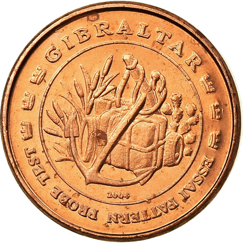Gibraltar, Fantasy euro patterns, Euro Cent, 2004, FDC, Copper Plated Steel