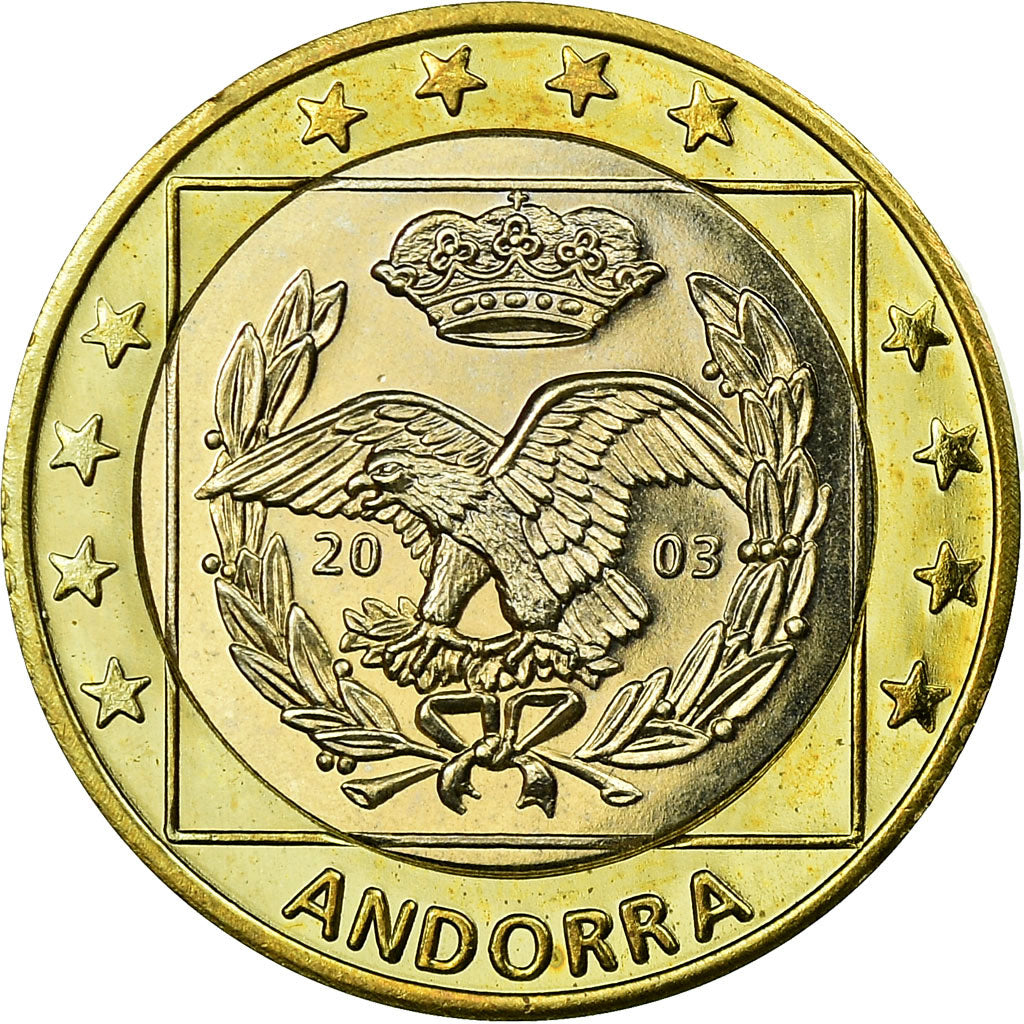 Andorra, Fantasy euro patterns, 1 Euro, 2003, MS(65-70), Bi-Metallic