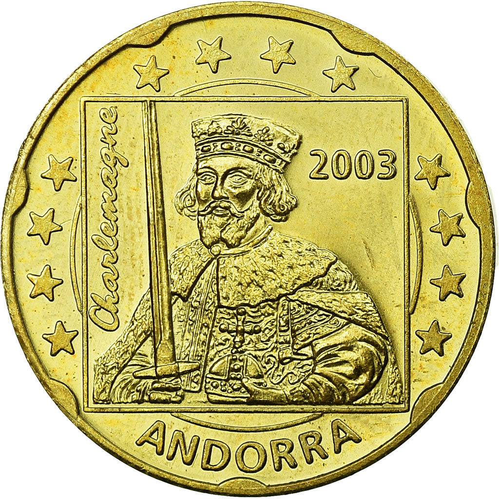 Andorra, Fantasy euro patterns, 20 Euro Cent, 2003, FDC, Ottone