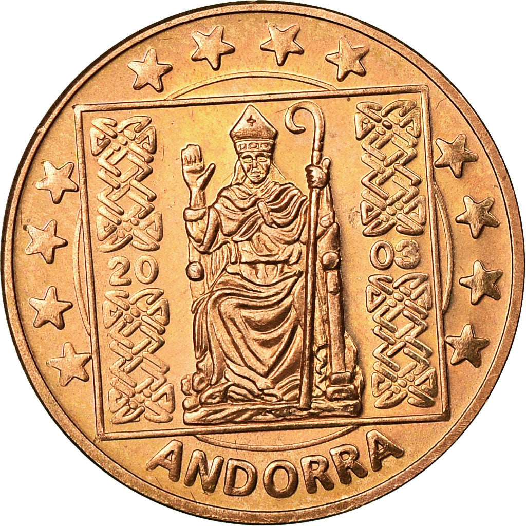 Andorra, Fantasy euro patterns, 5 Euro Cent, 2003, MS(65-70), Copper Plated