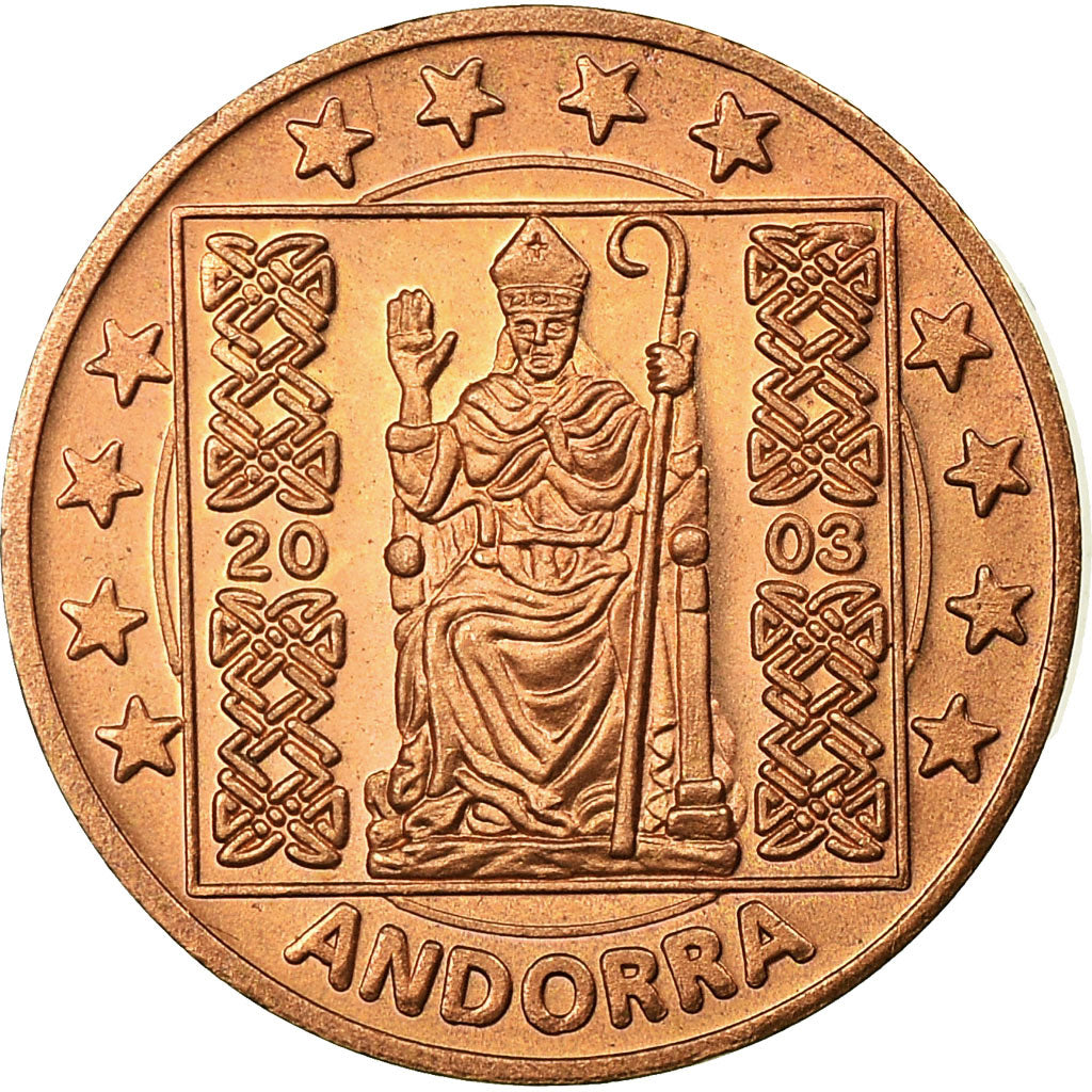 Andorra, Fantasy euro patterns, 2 Euro Cent, 2003, MS(65-70), Copper Plated