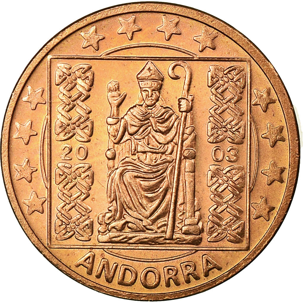 Andorra, Fantasy euro patterns, Euro Cent, 2003, MS(65-70), Copper Plated Steel