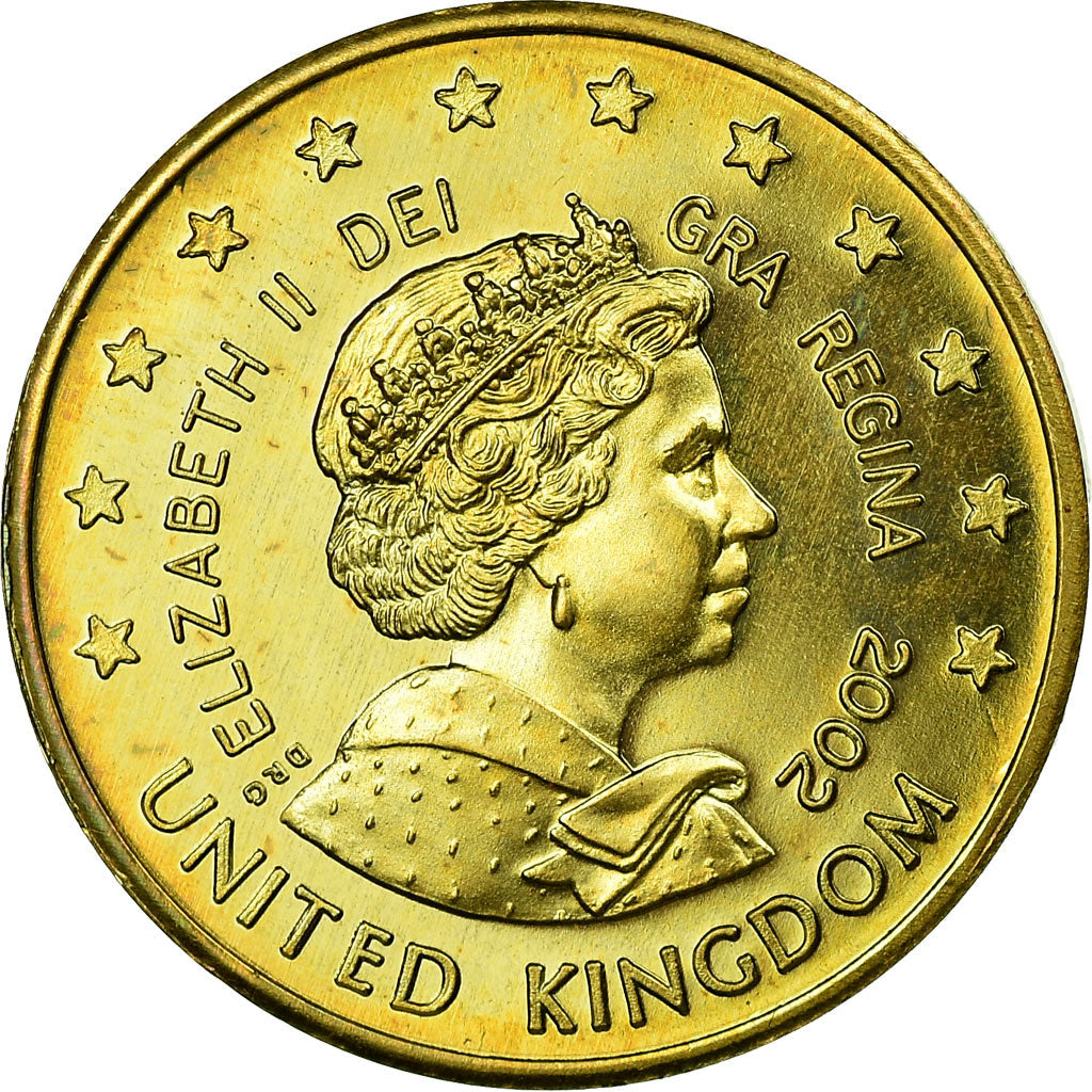United Kingdom , Fantasy euro patterns, 50 Euro Cent, 2002, MS(63), Brass