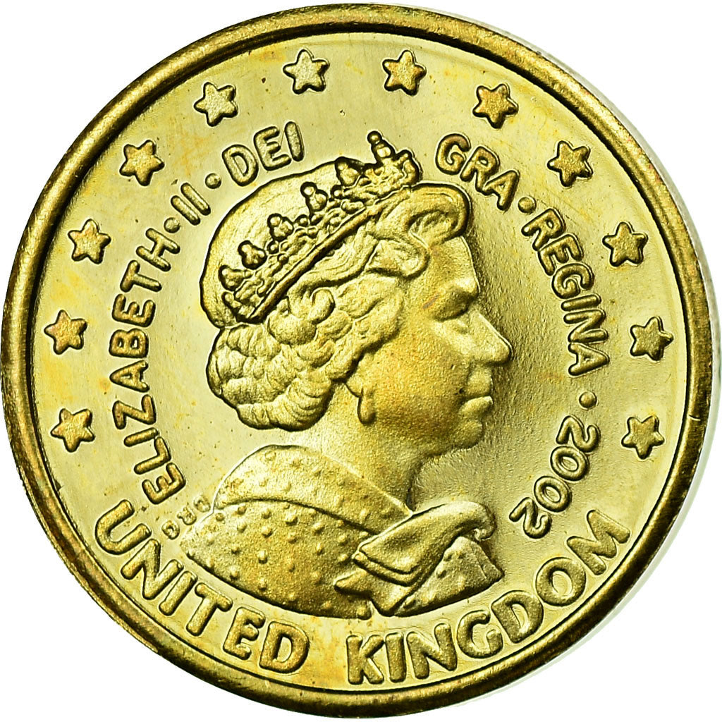 United Kingdom , Fantasy euro patterns, 10 Euro Cent, 2002, MS(63), Brass