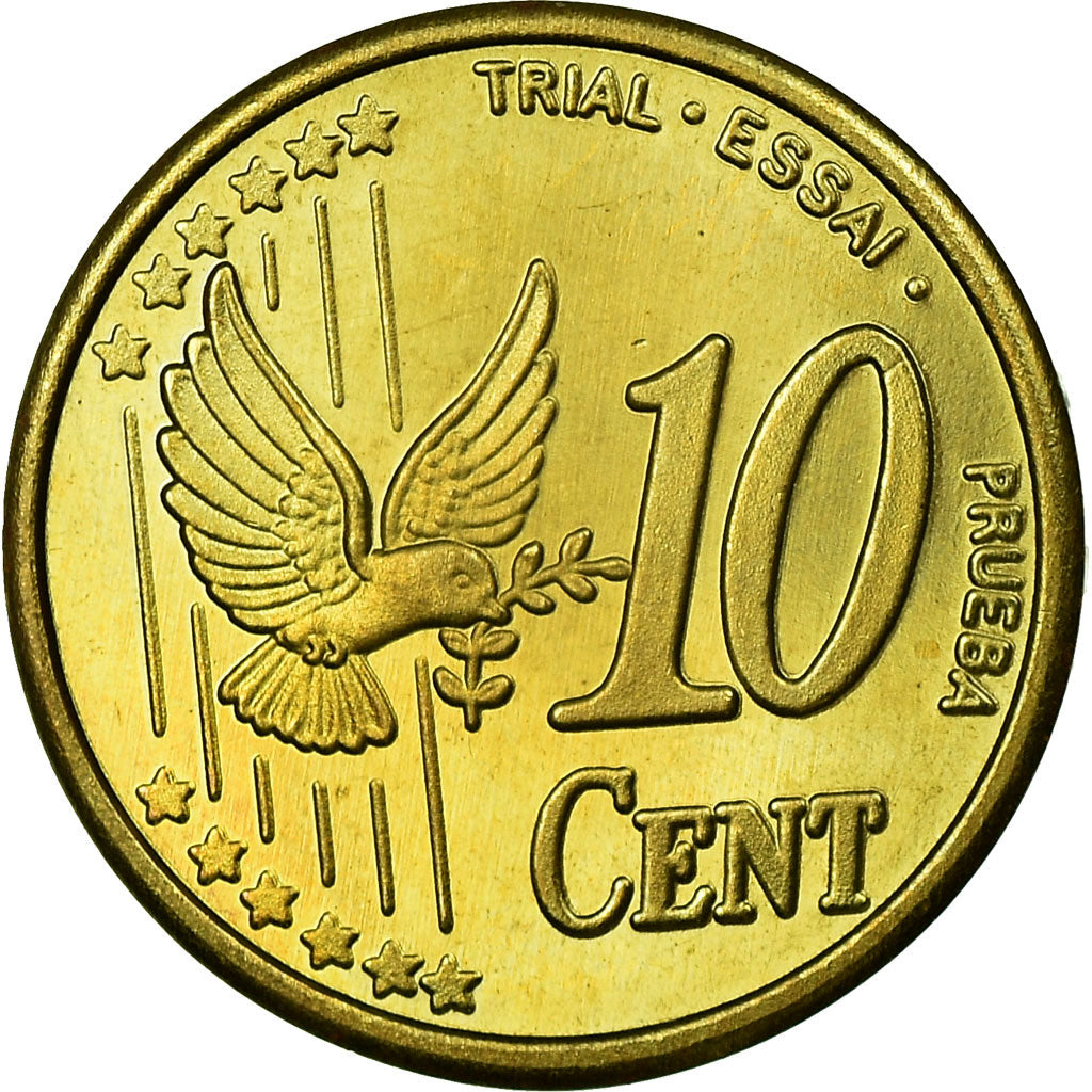 United Kingdom , Fantasy euro patterns, 10 Euro Cent, 2002, MS(63), Brass