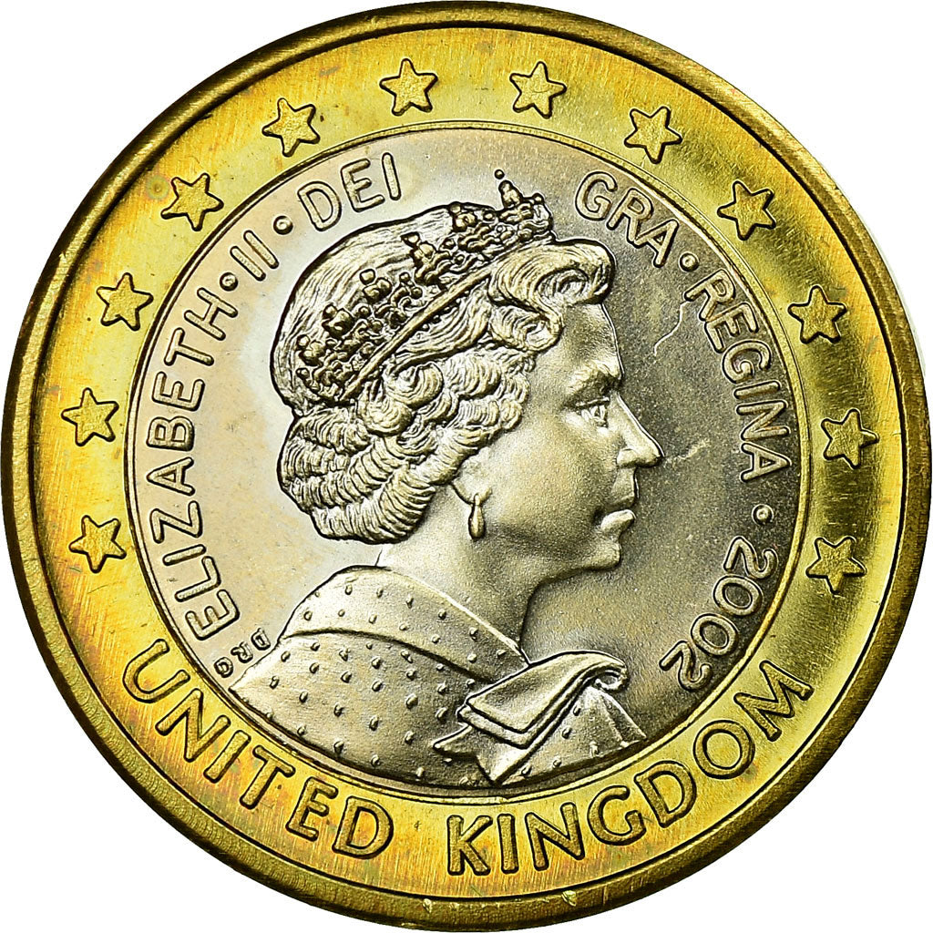 United Kingdom , Fantasy euro patterns, Euro, 2002, MS(63), Bi-Metallic