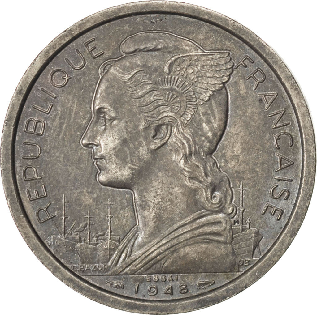 Coin, Réunion, 2 Francs, 1948, AU(55-58), Copper-nickel, KM:E4, Lecompte:61