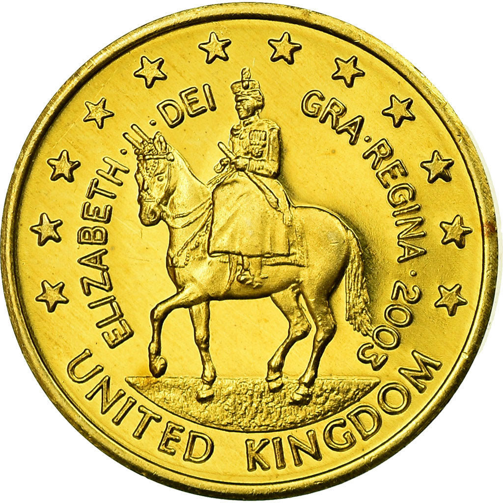 United Kingdom , Fantasy euro patterns, 10 Euro Cent, 2003, MS(63), Brass