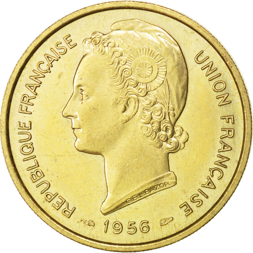 TOGO, 25 Francs, 1956, Paris, KM #E8, MS(65-70), Bronze-Aluminium, Lecompte...