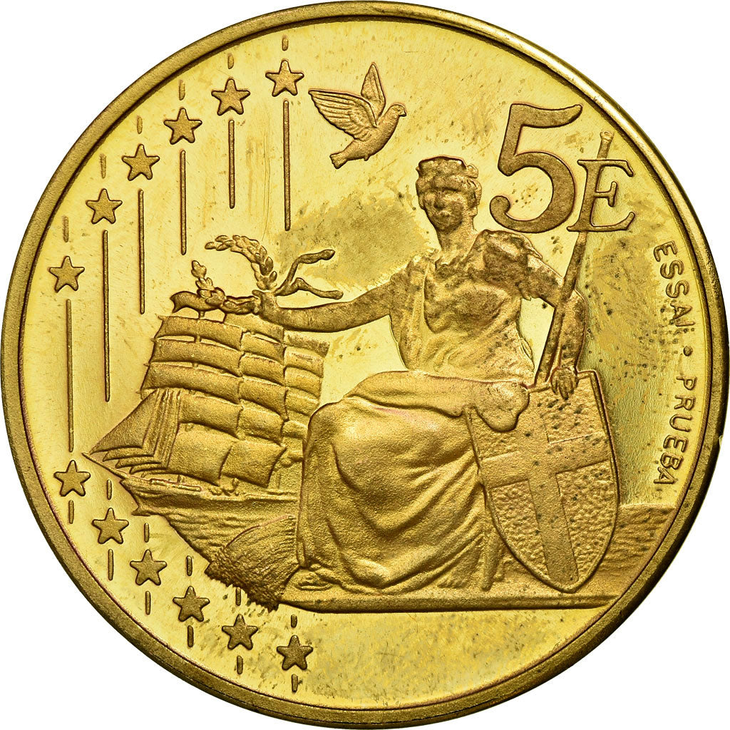 Denmark, Fantasy euro patterns, 5 Euro, 2002, AU(55-58), Brass