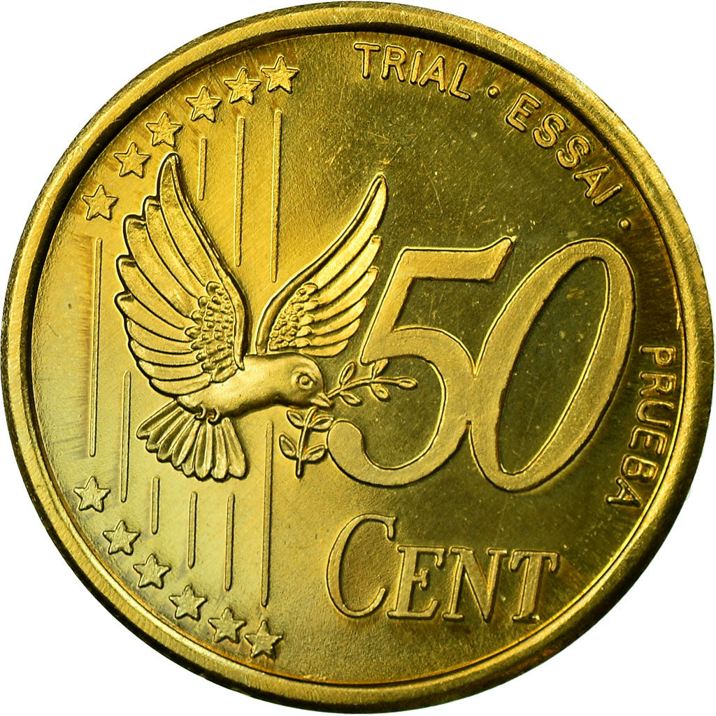 Denmark, Fantasy euro patterns, 50 Euro Cent, 2002, AU(55-58), Brass