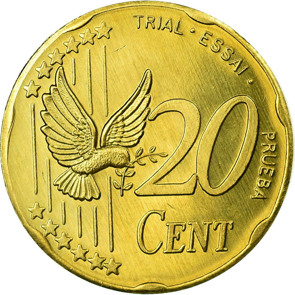 Denmark, Fantasy euro patterns, 20 Euro Cent, 2002, AU(55-58), Brass