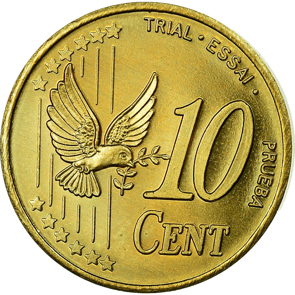 Dinamarca, Fantasy euro patterns, 10 Euro Cent, 2002, MS(63), Latão
