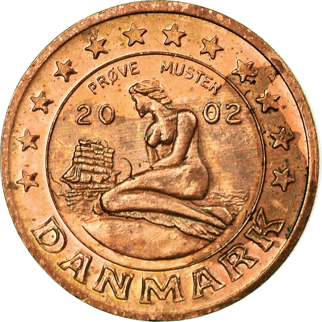 Denmark, Fantasy euro patterns, Euro Cent, 2002, MS(63), Copper Plated Steel