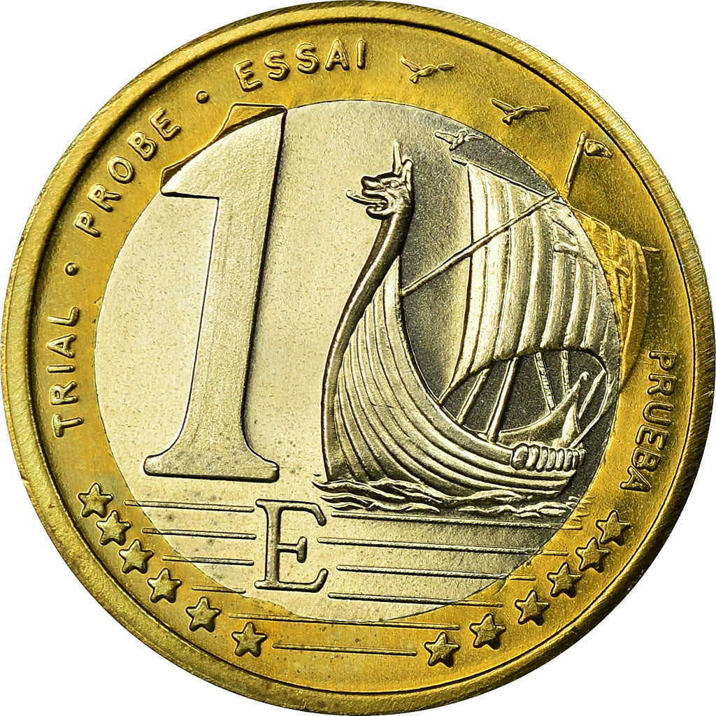 Denmark, Fantasy euro patterns, Euro, 2002, MS(63), Bi-Metallic