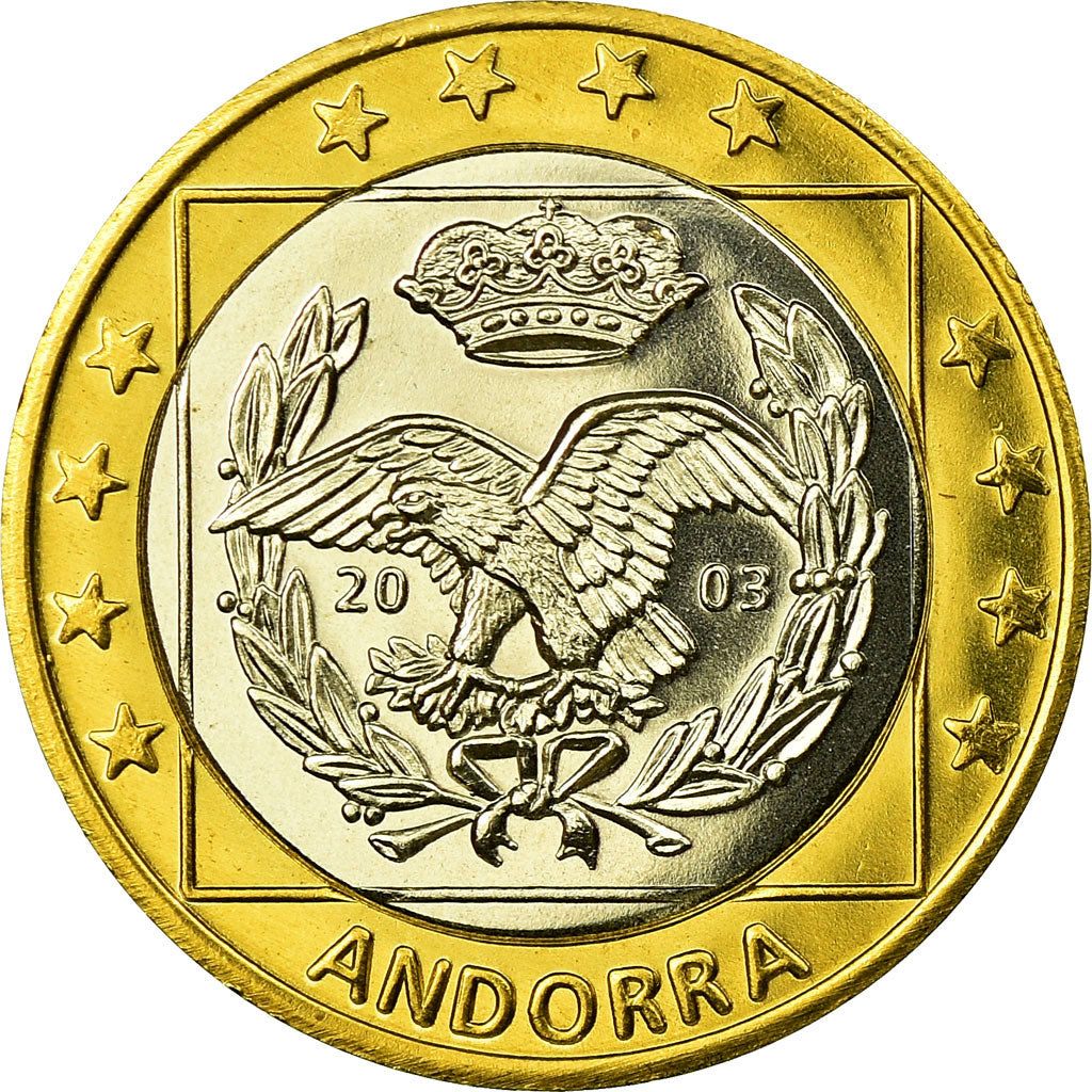 Andorra, Fantasy euro patterns, 1 Euro, 2003, MS(63), Bi-Metallic