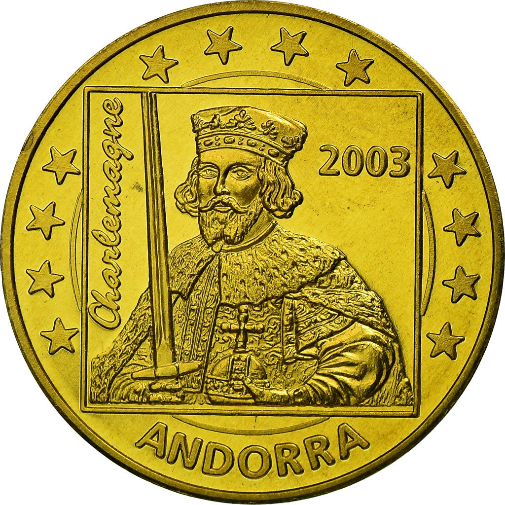 Andorra, Fantasy euro patterns, 50 Euro Cent, 2003, MS(63), Brass