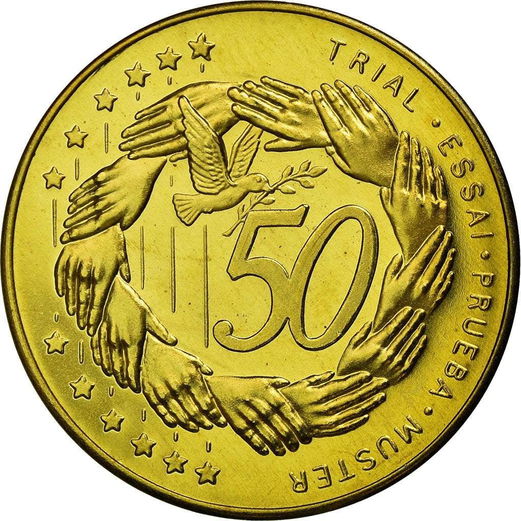 Andorra, Fantasy euro patterns, 50 Euro Cent, 2003, MS(63), Brass
