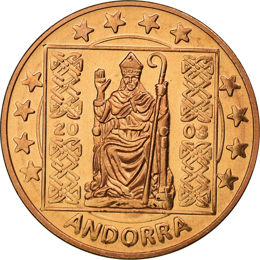 Andorra, Fantasy euro patterns, 5 Euro Cent, 2003, MS(63), Copper Plated Steel