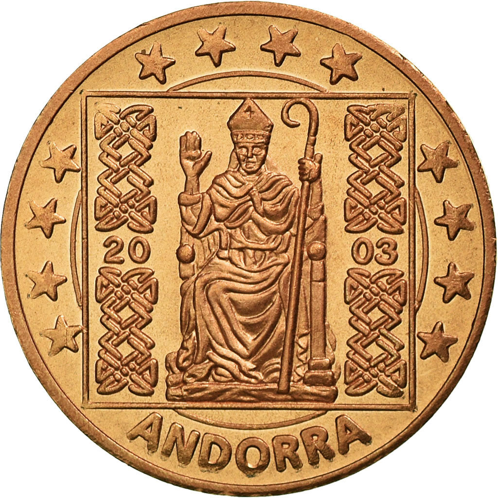 Andorra, Fantasy euro patterns, 2 Euro Cent, 2003, MS(63), Copper Plated Steel