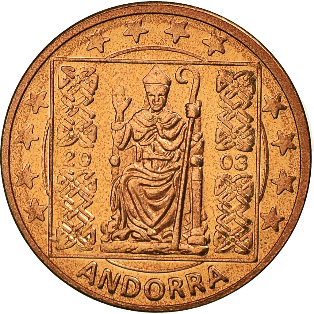 Andorra, Fantasy euro patterns, Euro Cent, 2003, MS(63), Copper Plated Steel