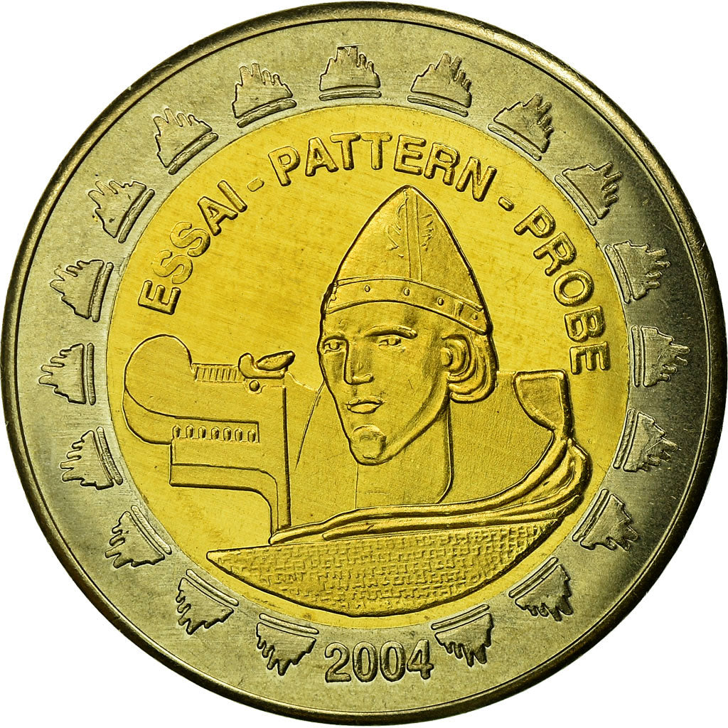 Iceland, Fantasy euro patterns, 2 Euro, 2004, MS(63), Bi-Metallic