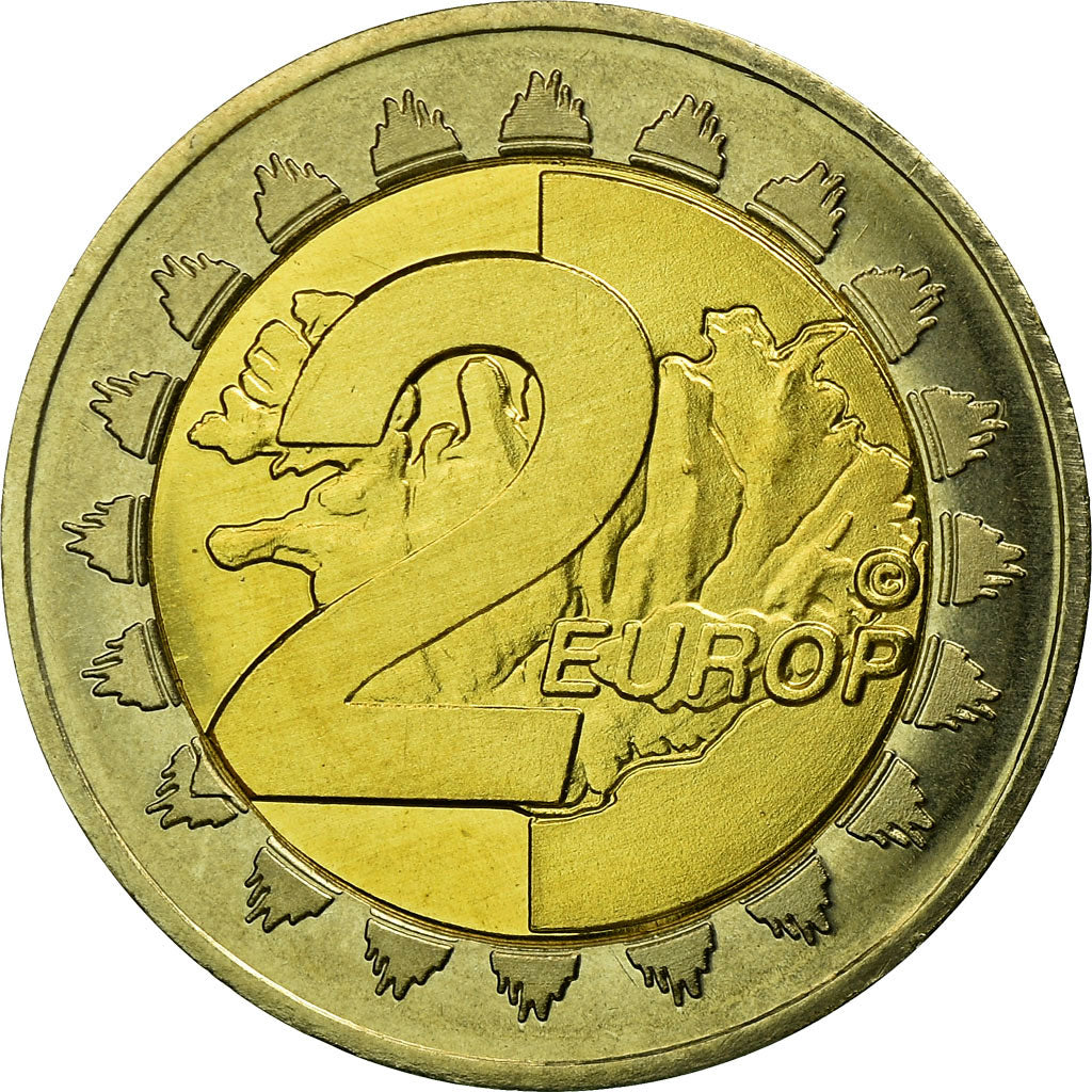 Iceland, Fantasy euro patterns, 2 Euro, 2004, MS(63), Bi-Metallic