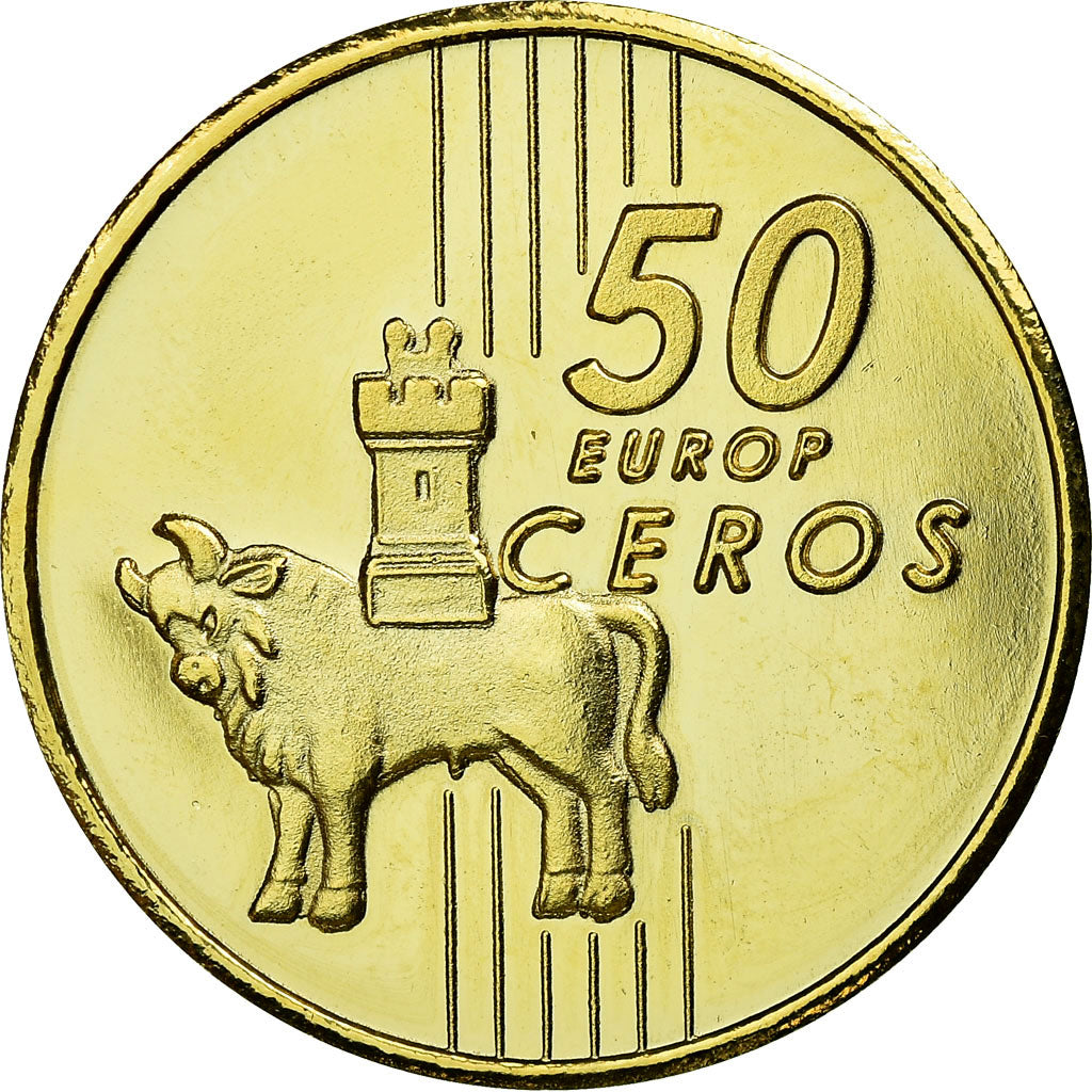 Slovakia, Fantasy euro patterns, 50 Euro Cent, 2004, MS(63), Brass