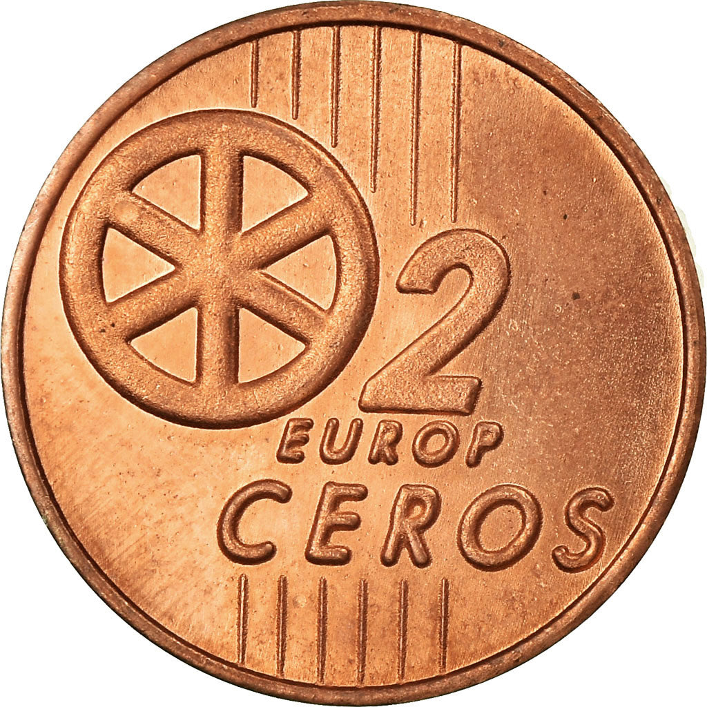 Slovakia, Fantasy euro patterns, 2 Euro Cent, 2004, MS(63), Copper Plated Steel