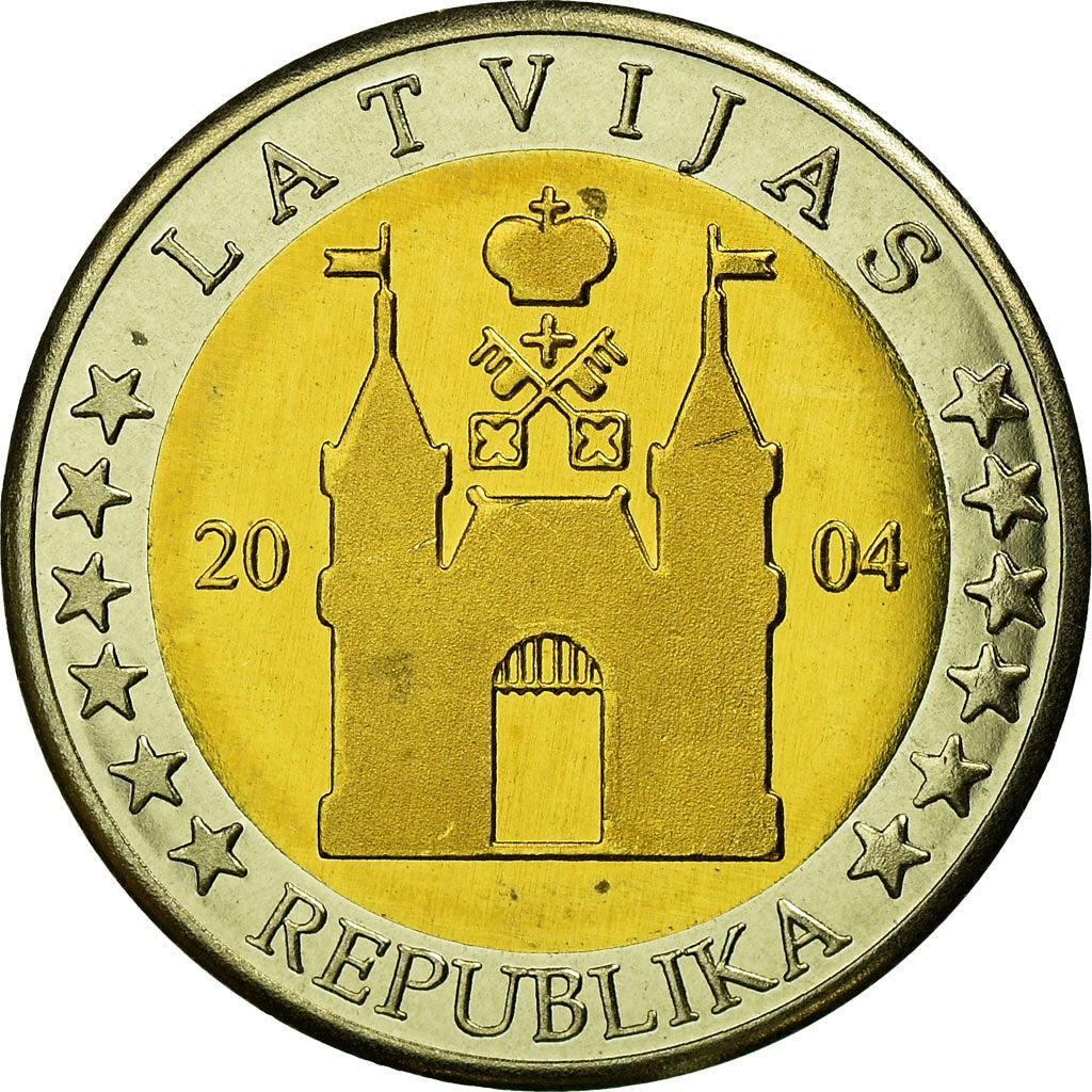 Latvia, Fantasy euro patterns, 2 Euro, 2004, MS(63), Bi-Metallic