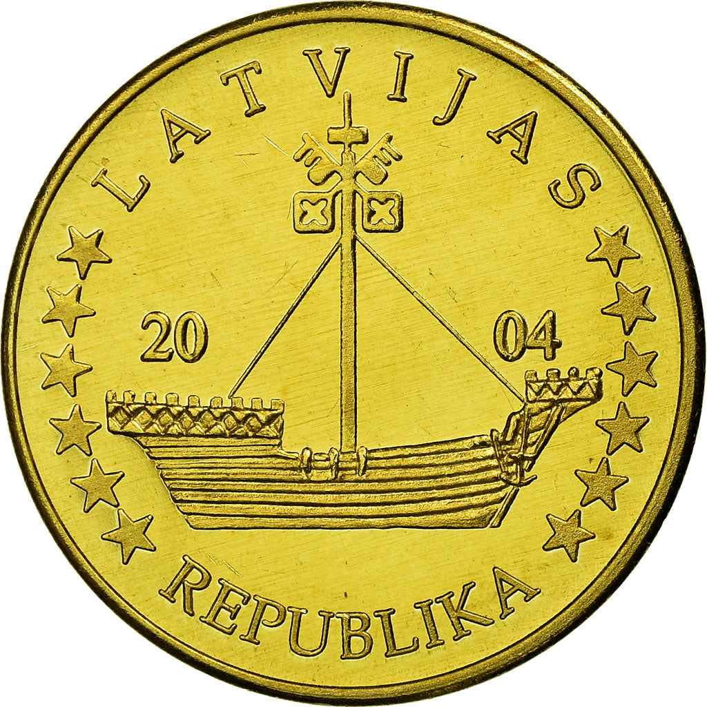 Latvia, Fantasy euro patterns, 50 Euro Cent, 2004, MS(63), Brass