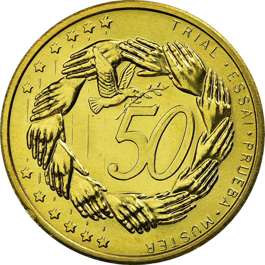 Latvia, Fantasy euro patterns, 50 Euro Cent, 2004, MS(63), Brass
