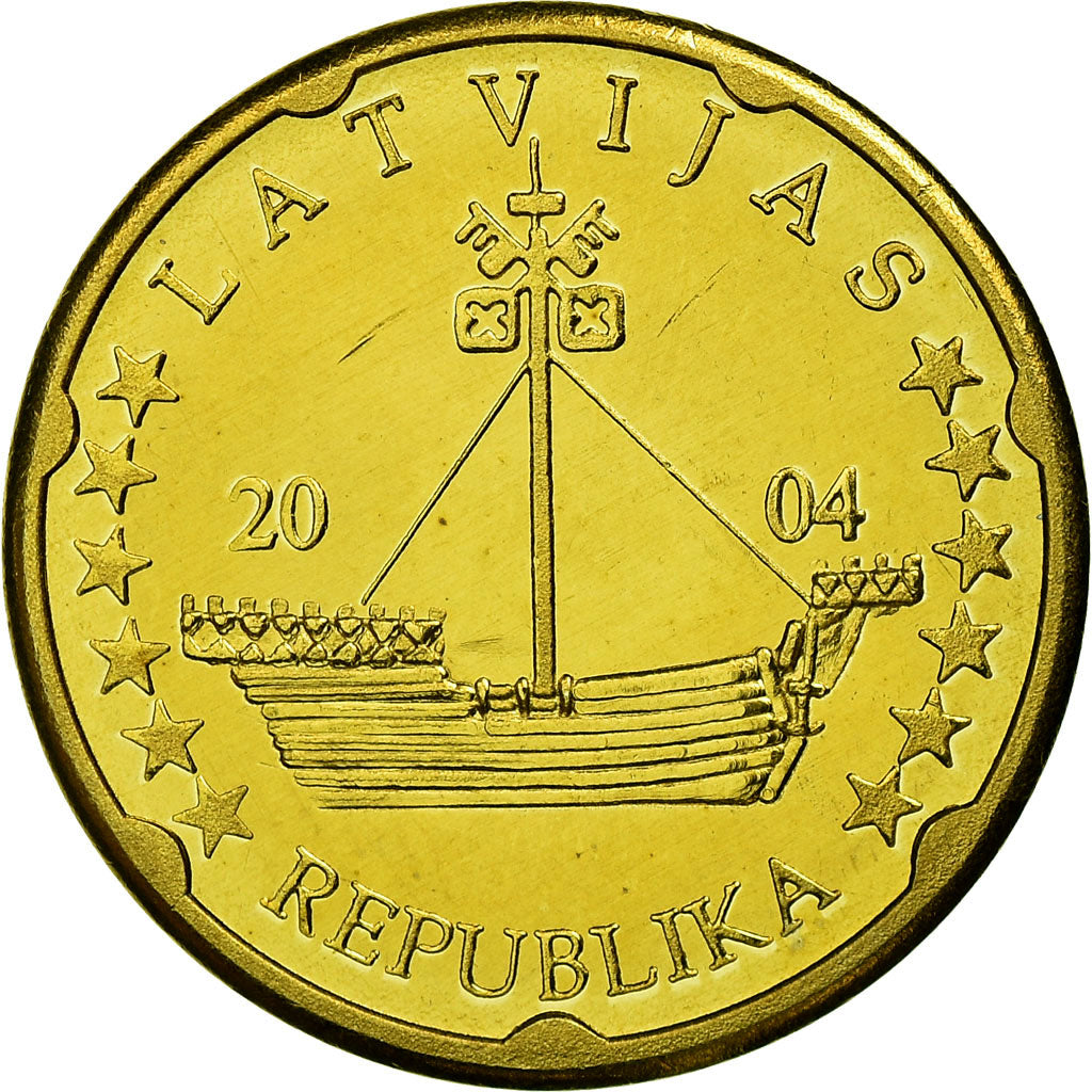 Letónia, Fantasy euro patterns, 20 Euro Cent, 2004, MS(63), Latão