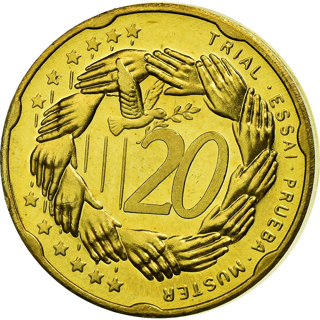 Letónia, Fantasy euro patterns, 20 Euro Cent, 2004, MS(63), Latão