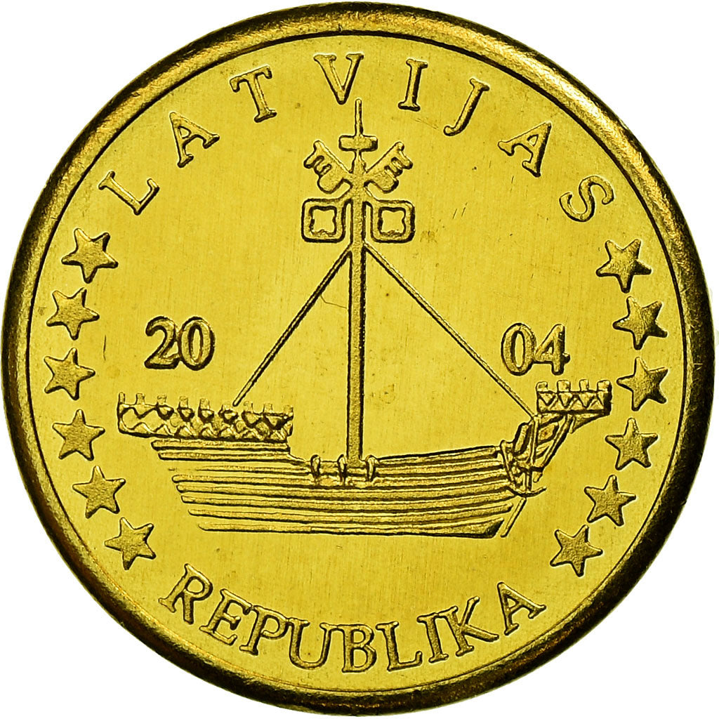 Letónia, Fantasy euro patterns, 10 Euro Cent, 2004, MS(63), Latão