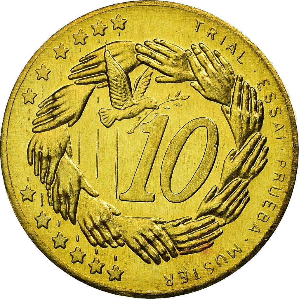 Letónia, Fantasy euro patterns, 10 Euro Cent, 2004, MS(63), Latão