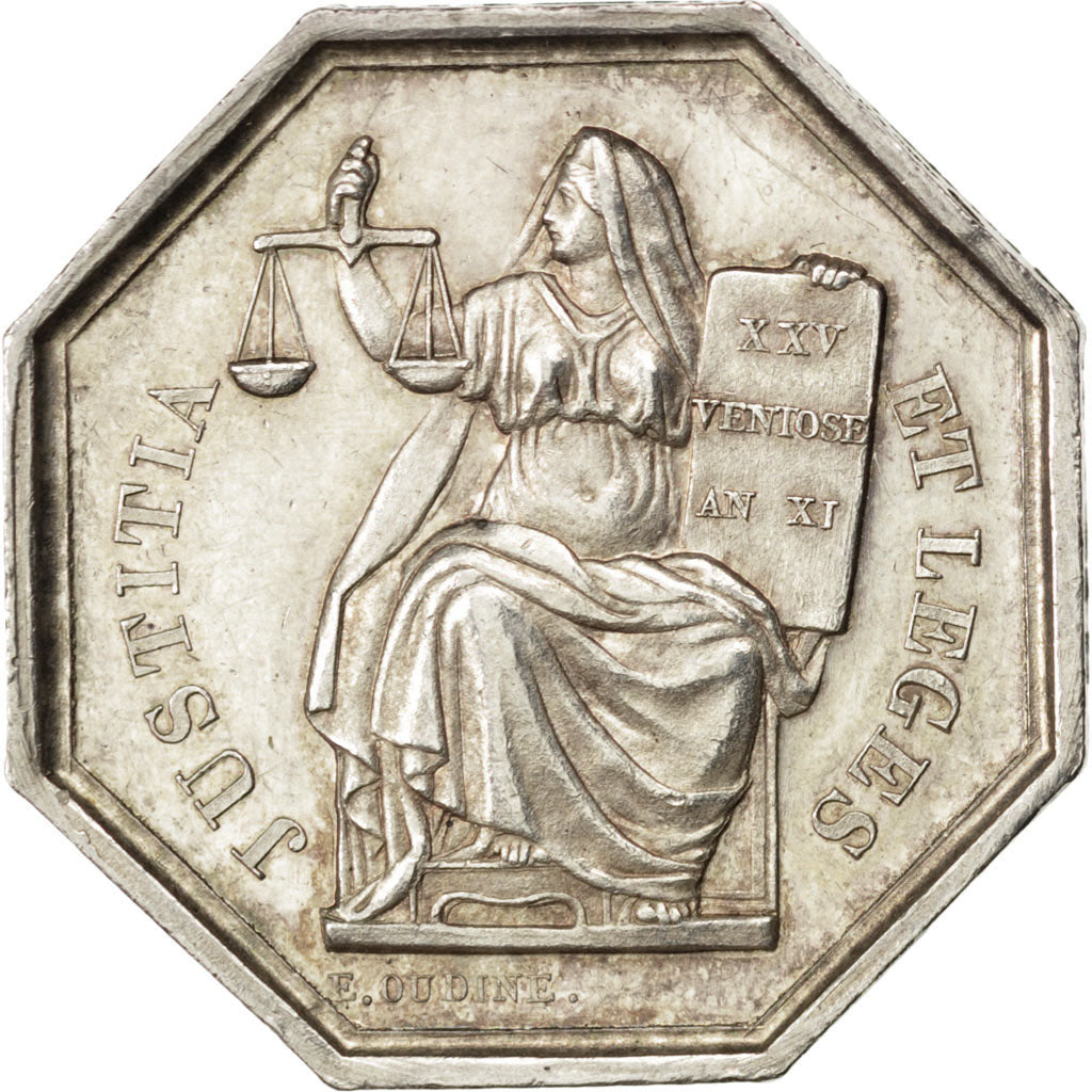 France, Notary, Token, AU(55-58), Silver, Lerouge #408b, 13.58