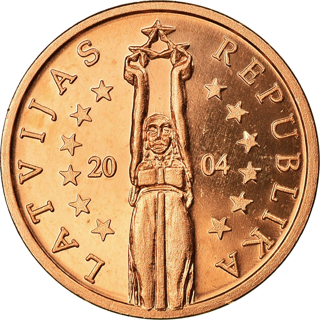 Letónia, Fantasy euro patterns, 5 Euro Cent, 2004, MS(63), Aço Cromado a Cobre
