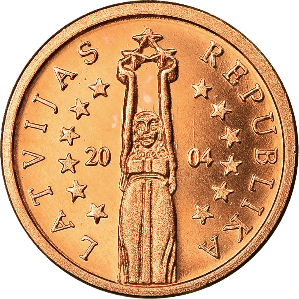 Latvia, Fantasy euro patterns, Euro Cent, 2004, MS(63), Copper Plated Steel