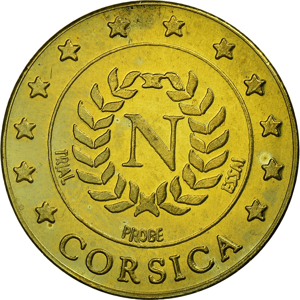 France, Fantasy euro patterns, 50 Euro Cent, Corse, 2004, MS(63), Brass