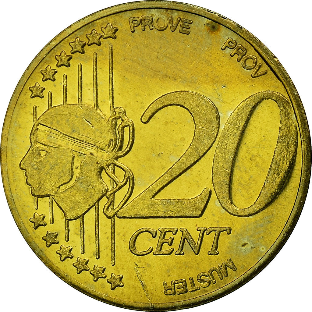 France, Fantasy euro patterns, 20 Euro Cent, Corse, 2004, MS(63), Brass
