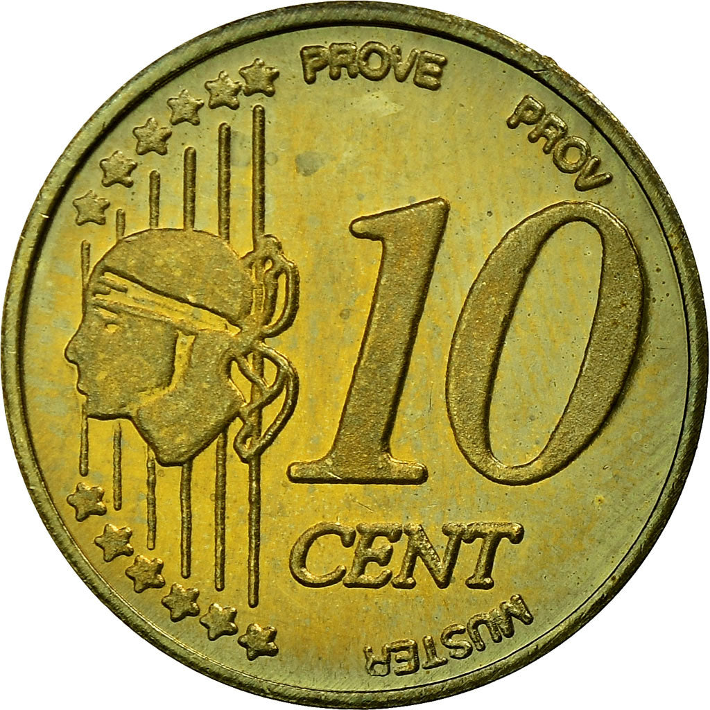 France, Fantasy euro patterns, 10 Euro Cent, Corse, 2004, MS(63), Brass