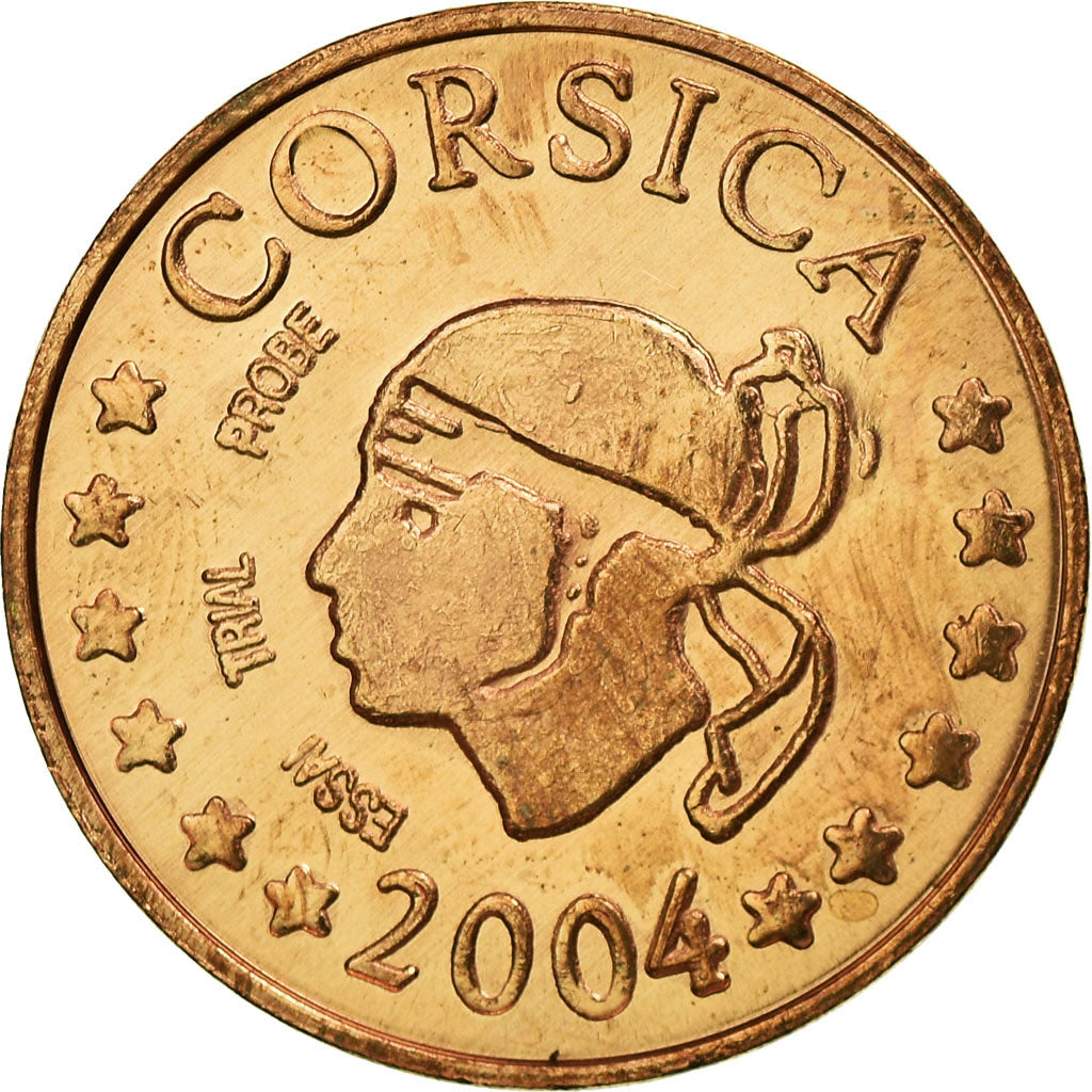 France, Fantasy euro patterns, 5 Euro Cent, Corse, 2004, MS(63), Copper Plated