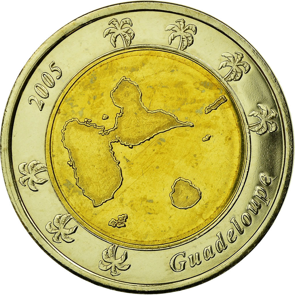 France, Fantasy euro patterns, 2 Euro, Guadeloupe, 2005, SPL, Bimetallic