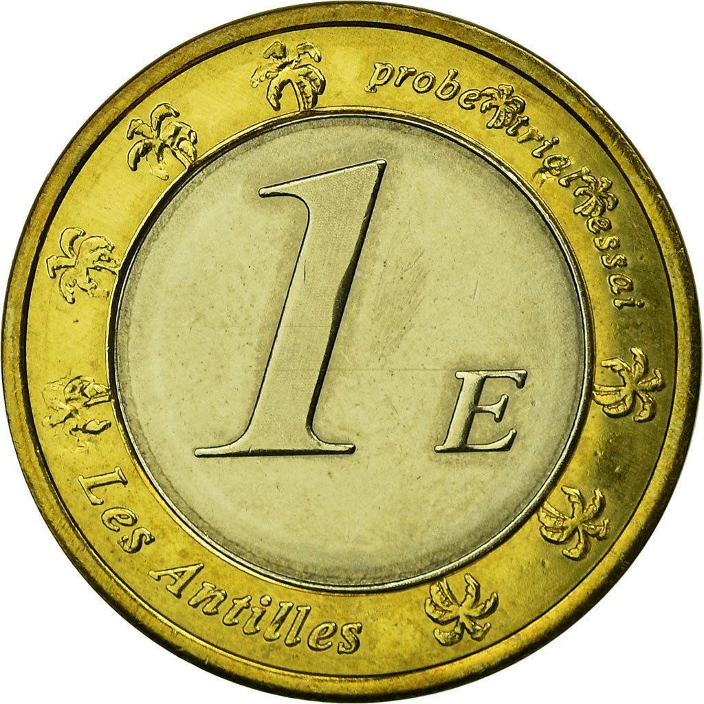 France, Fantasy euro patterns, Euro, Guadeloupe, 2005, MS(63), Bimetallic