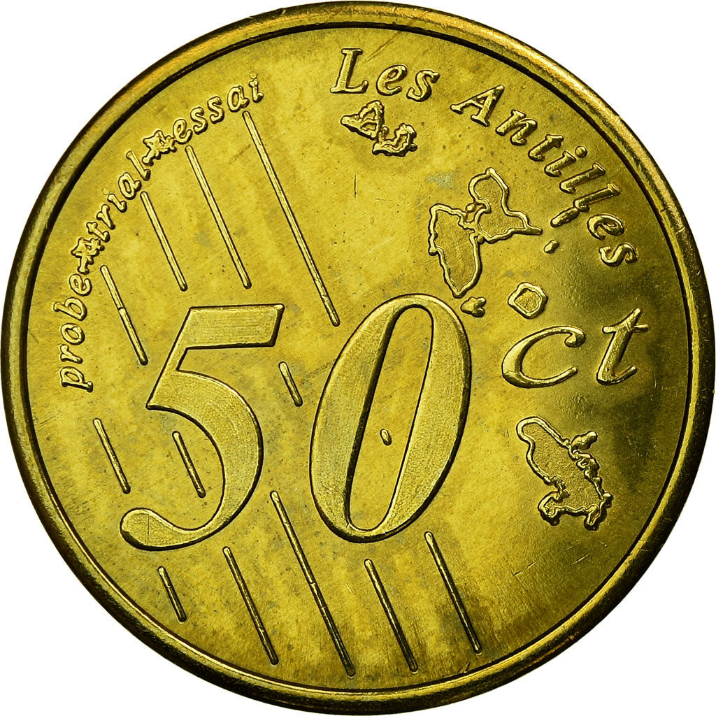 France, Fantasy euro patterns, 50 Euro Cent, Guadeloupe, 2005, SPL, Laiton