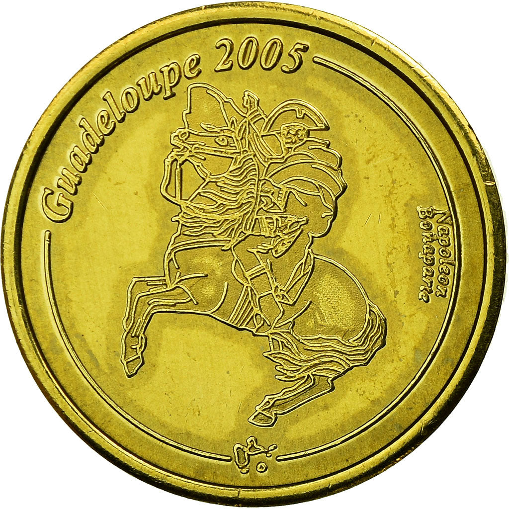 France, Fantasy euro patterns, 20 Euro Cent, Guadeloupe, 2005, MS(63), Brass