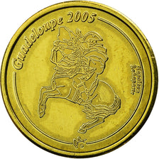 France, Fantasy euro patterns, 20 Euro Cent, Guadeloupe, 2005, MS(63), Brass